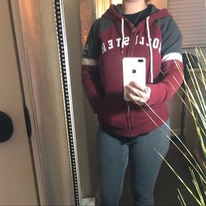 Maroon hollister zip up hoodie